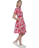 Karl Lagerfeld Paris Women's Printed Shirtdress