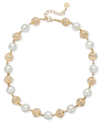 Charter Club Gold-Tone Pave & Imitation Pearl Bead All-Around Collar Necklace, 17" + 2" extender, Exclusively at Macy's