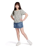 Calvin Klein Big Girls Floral Tie Front Short Sleeve Top