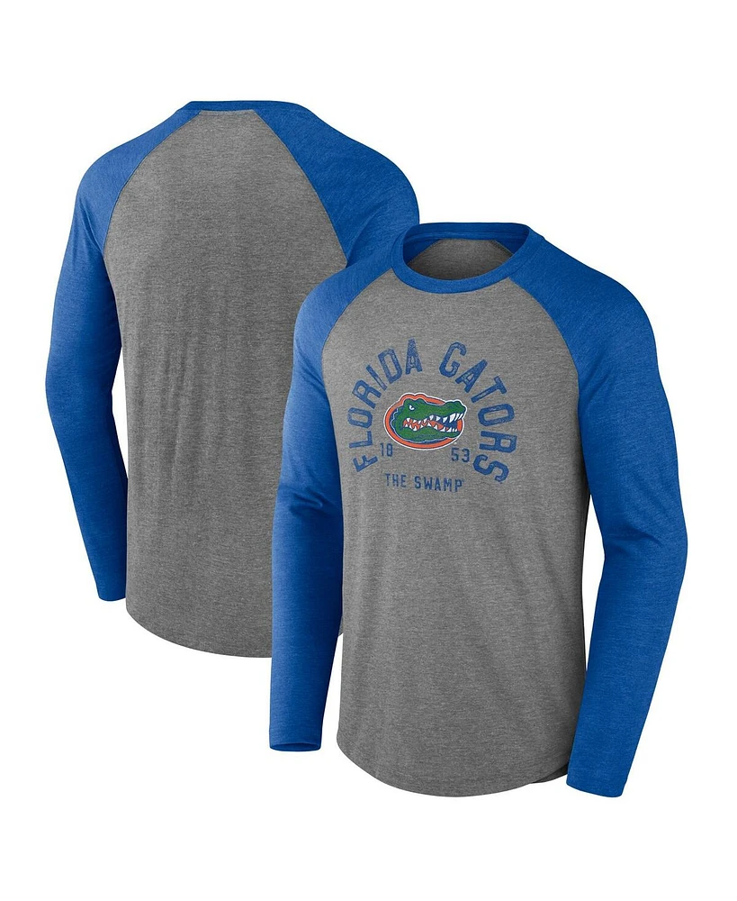 Fanatics Men's Gray Florida Gators Ball Drop Tri-Blend Raglan Long Sleeve T-Shirt