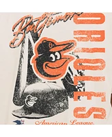 New Era Men's Cream Baltimore Orioles Cooperstown Collection Oversized Throwback Distressed T-Shirt