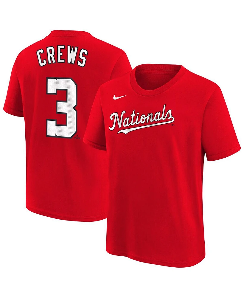 Nike Big Boys and Girls Dylan Crews Red Washington Nationals Player Name Number T-Shirt