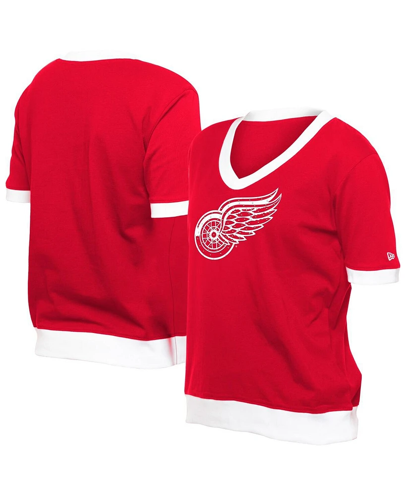 New Era Women's Red Detroit Wings Game Day Rhine Studs T-Shirt