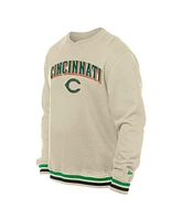 New Era Men's Cream Cincinnati Reds St. Patrick's Day Twill Pullover Sweatshirt