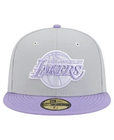 New Era Men's Gray/Purple Los Angeles Lakers Color Pack 2-Tone 59FIFTY Fitted Hat