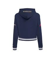 Pro Standard Women's Navy Golden State Warriors 2024/25 City Edition Chenille Applique Cropped Pullover Hoodie