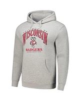 League Collegiate Wear Men's Heather Gray Wisconsin Badgers Tall Arch Essential Pullover Hoodie