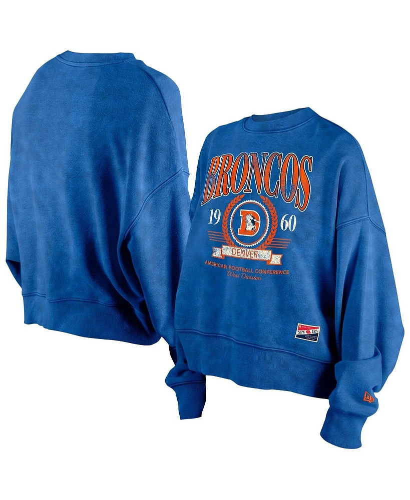 New Era Women's Royal Denver Broncos Throwback Boxy Sweatshirt