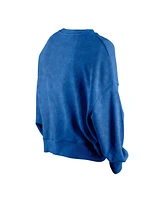 New Era Women's Blue Orlando Magic Hardwood Classics Enzyme Wash Oversized Boxy Pullover Sweatshirt