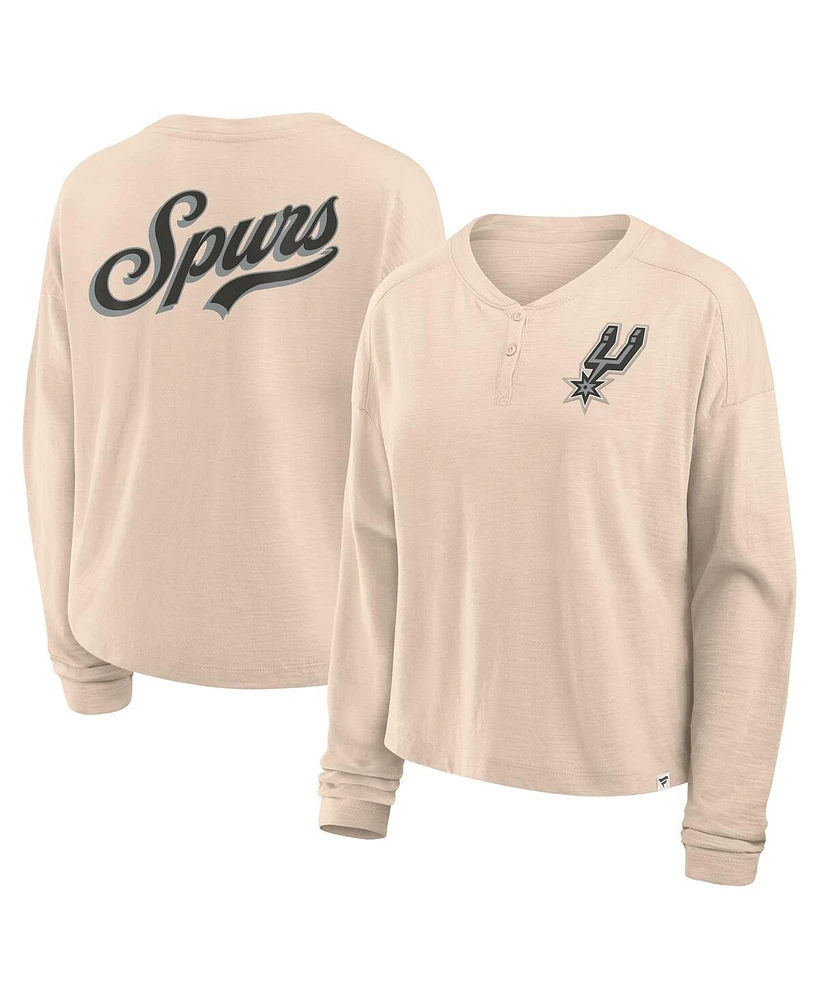 Fanatics Women's Natural San Antonio Spurs Boxed Out Drop Fashion Long Sleeve T-Shirt