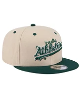 New Era Men's Cream/Green Athletics Team Art 9FIFTY Snapback Hat