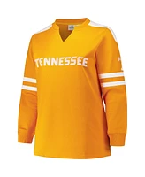 Fanatics Women's Tennessee Orange Volunteers Plus Contrast Sleeve Fleece Pullover Sweatshirt