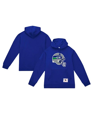 Mitchell & Ness Men's College Navy Seattle Seahawks Helmet Logo Vintage Pullover Hoodie