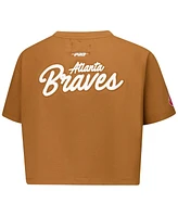 Pro Standard Women's Brown Atlanta Braves Paint The City Cropped Boxy T-Shirt
