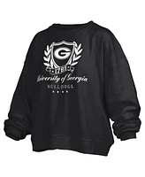 Pressbox Women's Black Georgia Bulldogs Big Aug Script Janice Oversized Pullover Sweatshirt