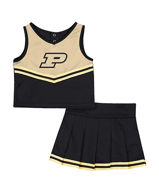 Colosseum Girls Toddler 2-Piece Black Purdue Boilermakers Time For Recess Cheer Top and Skirt Set