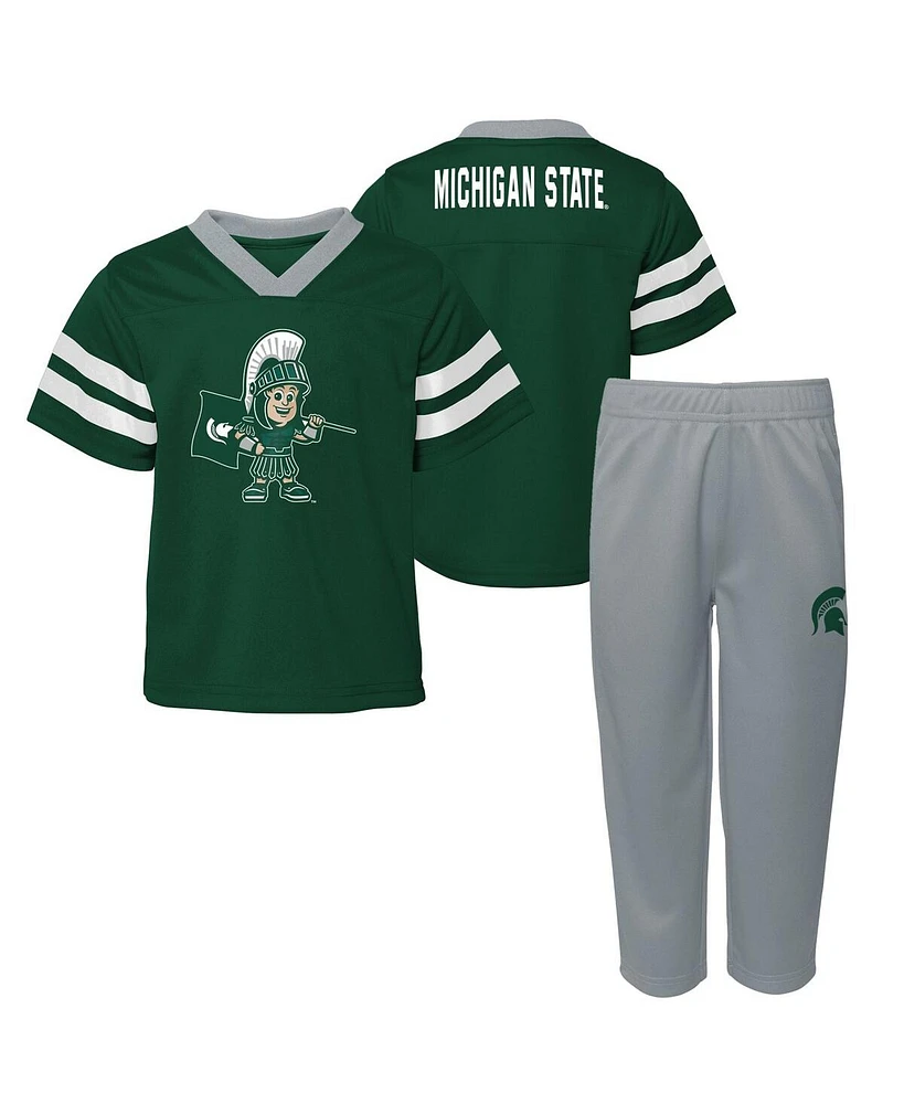 Outerstuff Preschool 2-Piece Green Michigan State Spartans Two-Piece Red Zone Jersey and Pants Set