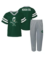 Outerstuff Preschool 2-Piece Green Michigan State Spartans Two-Piece Red Zone Jersey and Pants Set