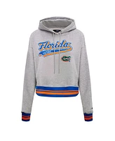 Pro Standard Women's Heather Gray Florida Gators Script Tail Fleece Cropped Pullover Hoodie