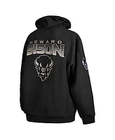 Fisll Men's Black Howard Bison Puff Print Sliced Pullover Hoodie