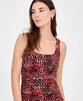 Bar Iii Women's Abstract-Print Mesh Ruched Midi Dress, Exclusively at Macy's