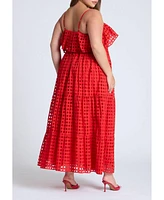 Eloquii Plus Ruffle Bodice Eyelet Maxi Dress