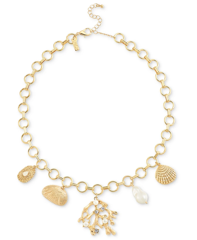 I.n.c. International Concepts Gold-Tone Crystal & Imitation Pearl Sea Life Charm Statement Necklace, 20-1/2" + 3" extender, Exclusively at Macy's