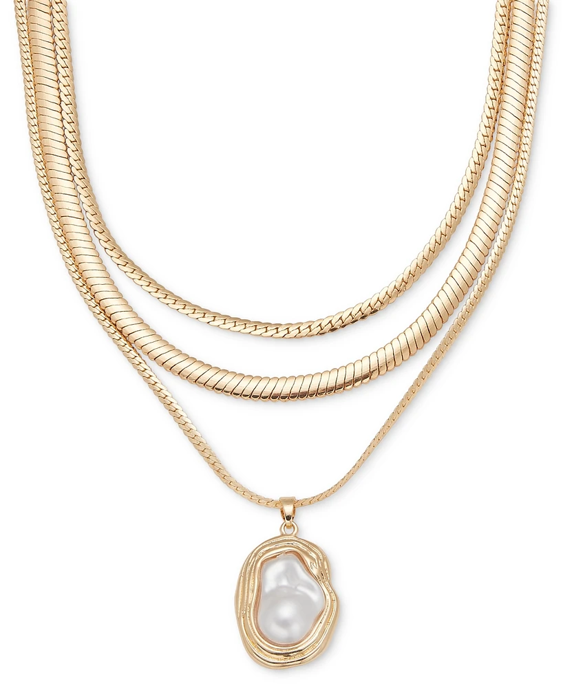 I.n.c. International Concepts Gold-Tone Imitation Pearl Layered Pendant Necklace, 16-1/4" + 3" extender, Exclusively at Macy's