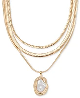 I.n.c. International Concepts Gold-Tone Imitation Pearl Layered Pendant Necklace, 16-1/4" + 3" extender, Exclusively at Macy's