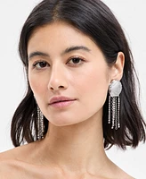 I.n.c. International Concepts Rhodium-Plated Shell & Rhinestone Fringe Statement Earrings, Exclusively at Macy's