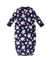 Hudson Baby Baby Girls Hudson Fleece Gowns, Navy Rose, Preemie/Newborn