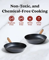 Alva Forest 2-Piece Professional Carbon Steel Cookware Set - Pre-Seasoned Non-Toxic Frying Pans - Chemical-Free, Traditional Cooking Surface