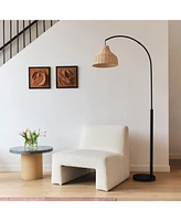 Lark 75 in. Boho Wicker Led Floor Lamp with Rattan Empire Shade