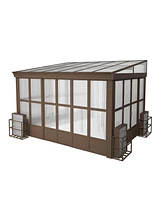 Mondawe 10x12FT Wall Mounted Solarium with Sloping Polycarbonate Roof