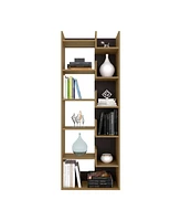 Hoodsport Bookcase, 11 Shelves, Natural Oak / Black Wengue
