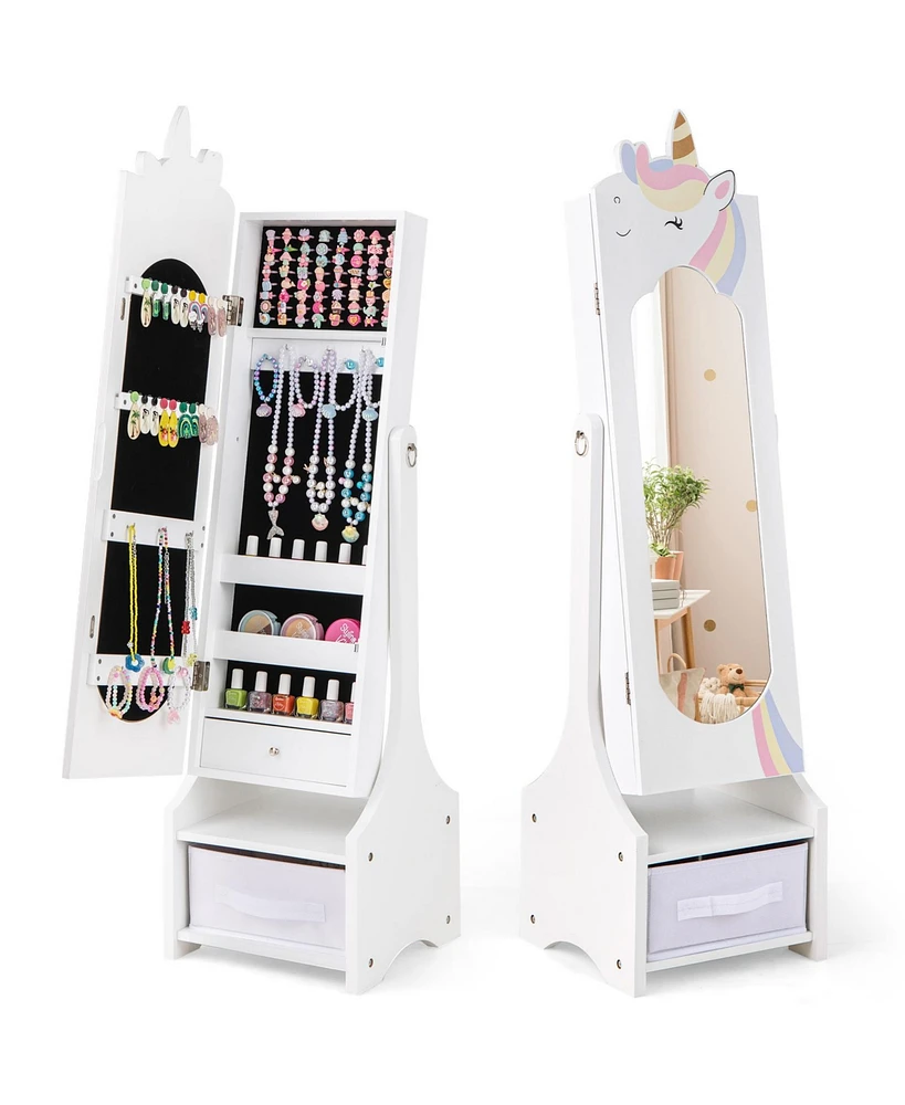 Kids Jewelry Armoire Cabinet with Storage and 2 Tilt Angles