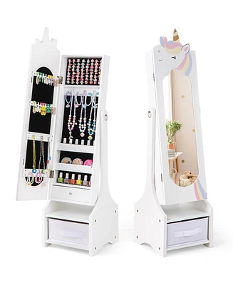 Kids Jewelry Armoire Cabinet with Storage and 2 Tilt Angles