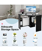 Corner Computer Desk Triangle Writing Workstation with Storage Shelf
