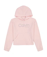 Calvin Klein Big Girls Fleece Raw Edge Popover Hoodie