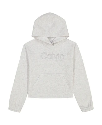 Calvin Klein Big Girls Fleece Raw Edge Popover Hoodie