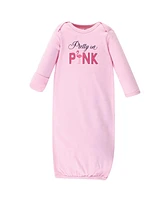 Hudson Baby Baby Girls Hudson Cotton Gowns, Bright Flamingo, Preemie and Newborn