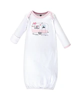 Hudson Baby Baby Girls Hudson Cotton Gowns, Pink Happy Camper, Preemie/Newborn