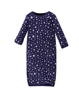 Hudson Baby Baby Boys Hudson Cotton Gowns, Navy Stars & Moon, Preemie/Newborn