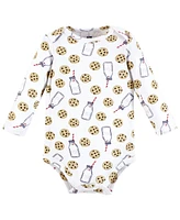 Hudson Baby Baby Boys Hudson Cotton Long-Sleeve Bodysuits, Navy Milk And Cookie