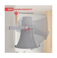 Pyle PHSP101T 9.7" Indoor/Outdoor 20 Watt Pa Horn Speaker with 70V Transformer, Grey