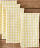 Design Imports Sundress Yellow Gingham Cotton Napkins, Set of 4