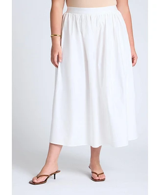 Eloquii Plus Elements Midi Poplin Skirt