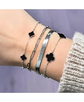 The Lovery Small Onyx Clover Bracelet 14K White Gold