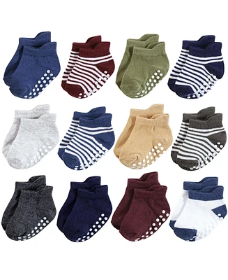 Hudson Baby Baby Boys Hudson Non-Skid No-Show Socks, Blue Burgundy