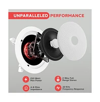 Pyle PDIC60 6.5" In-Wall/In-Ceiling 2-Way Stereo Speakers - Flush Mount, White, Pair